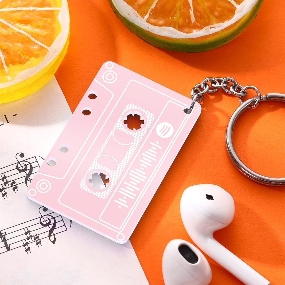 Custom Spotify Code Cassette Tape Keychain Vintage Cassette Style Key Ring-Mother`s Day Gifts - MadeMineAU