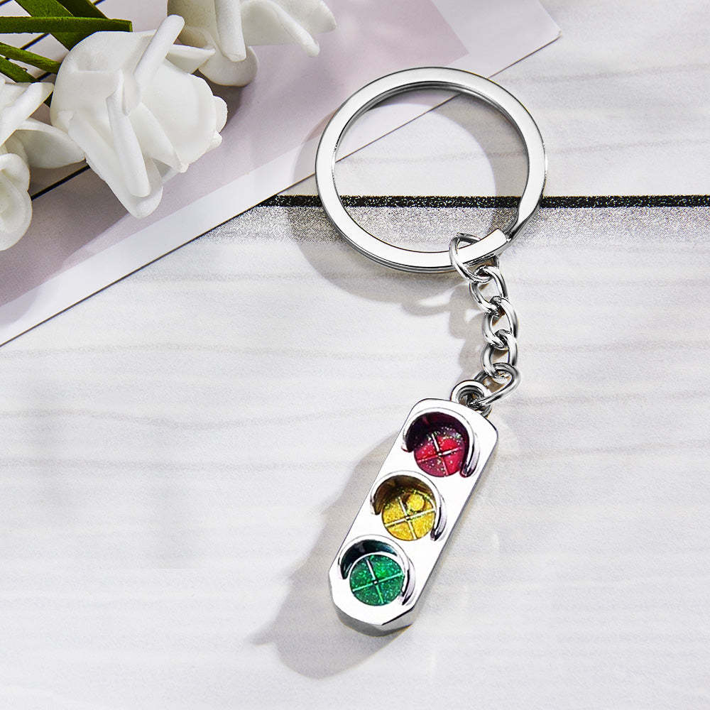 Custom Engraved Traffic Lights Keychain Car Key Ring New Driver Keychain Gift - MadeMineAU