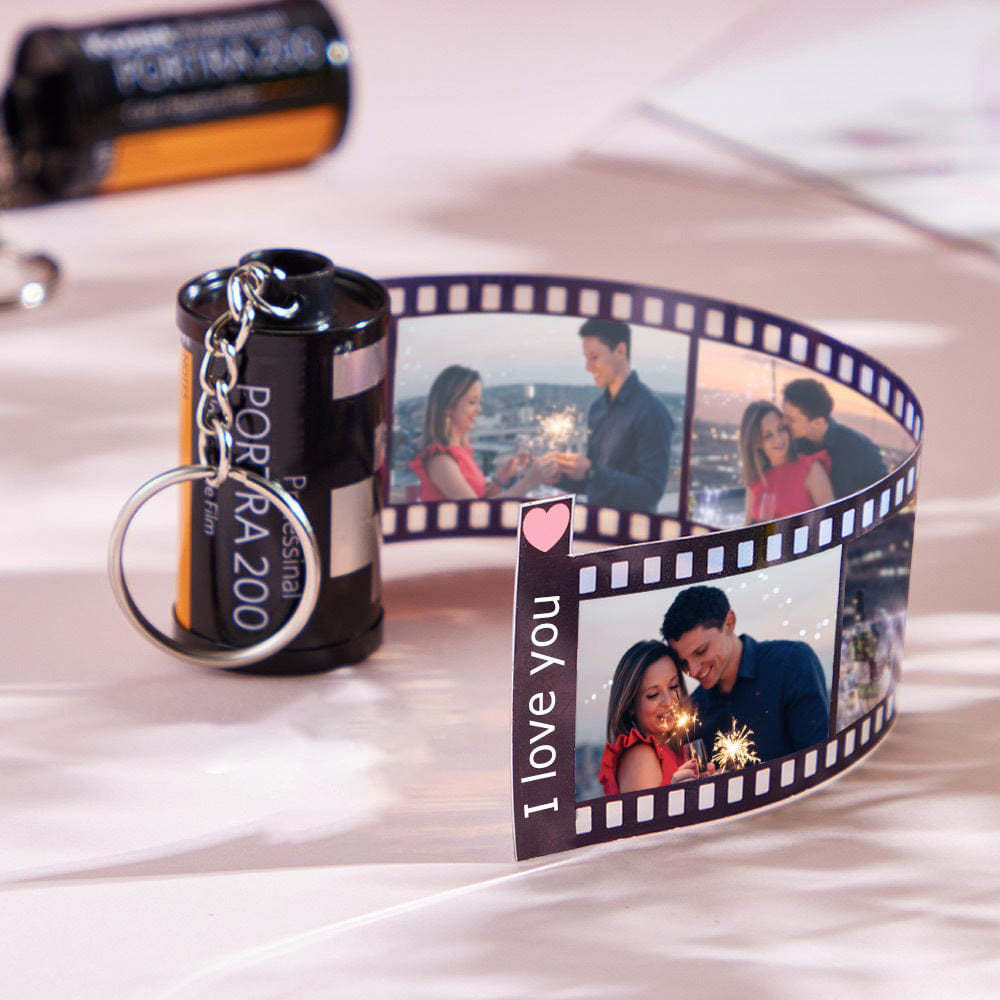 Custom Picture Roll Keychain Keychain With Text Gifts For Couple - MadeMineAU