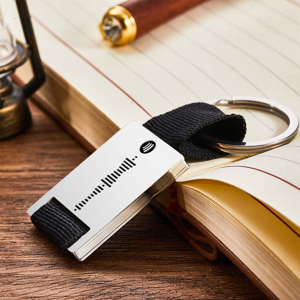 Custom Engraved Spotify Code Keychain Scannable Music Plaque Key Chain for Him - MademineAU