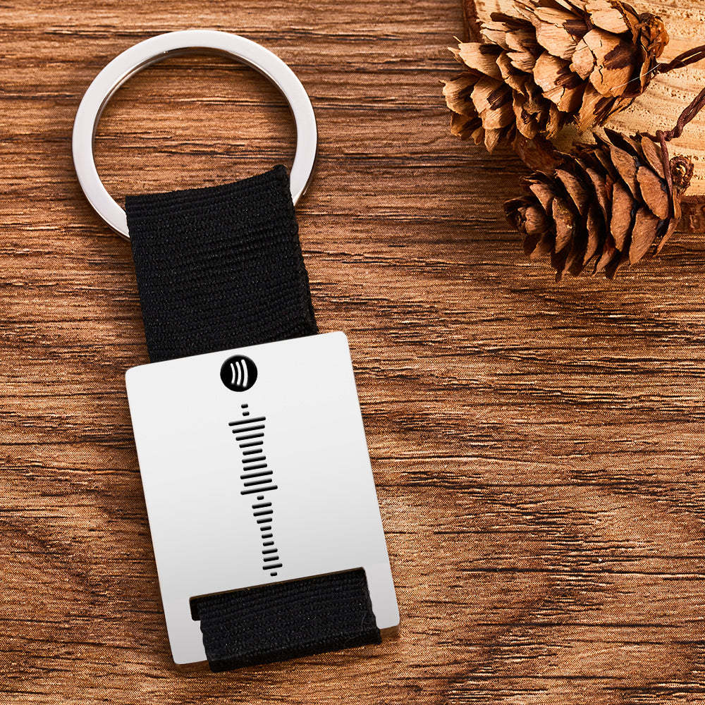 Custom Engraved Spotify Code Keychain Scannable Music Plaque Key Chain for Him - MademineAU