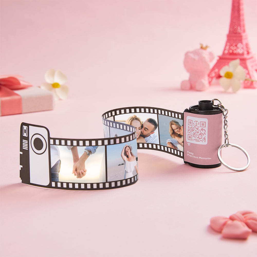 Scannable QR Code Shell Film Roll Keychain with Your Photo or Text Multiphoto Personalized Gift for Her - MadeMineAU