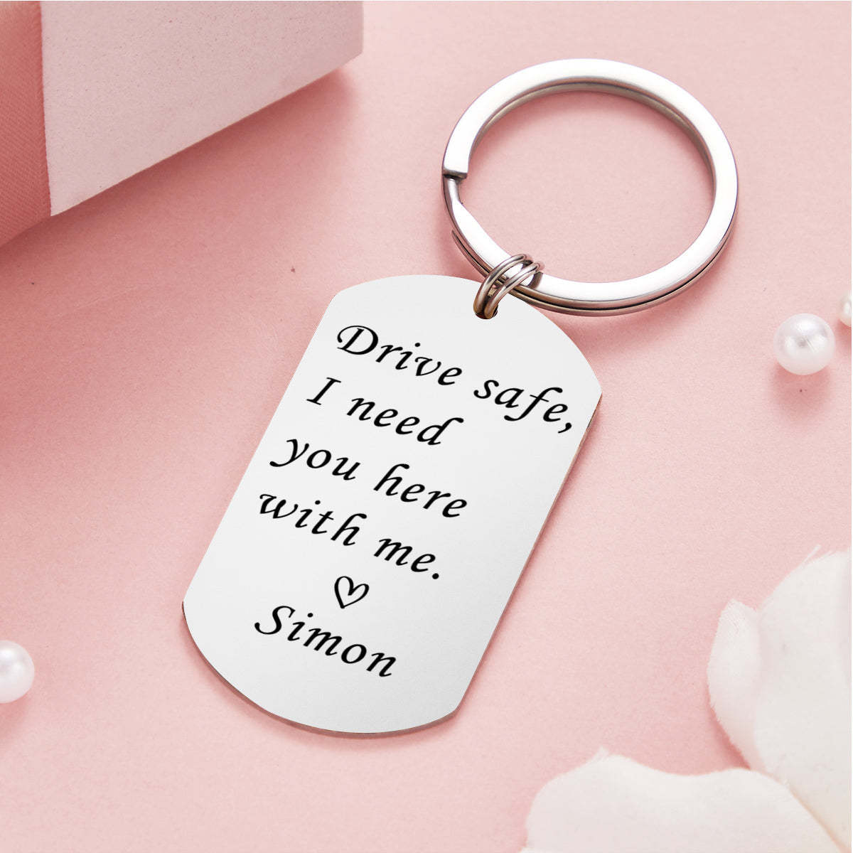 Drive Safe Keychain Custom Photo Name Keychain I Need You Here with Me Best Lover Gifts for him - MadeMineAU