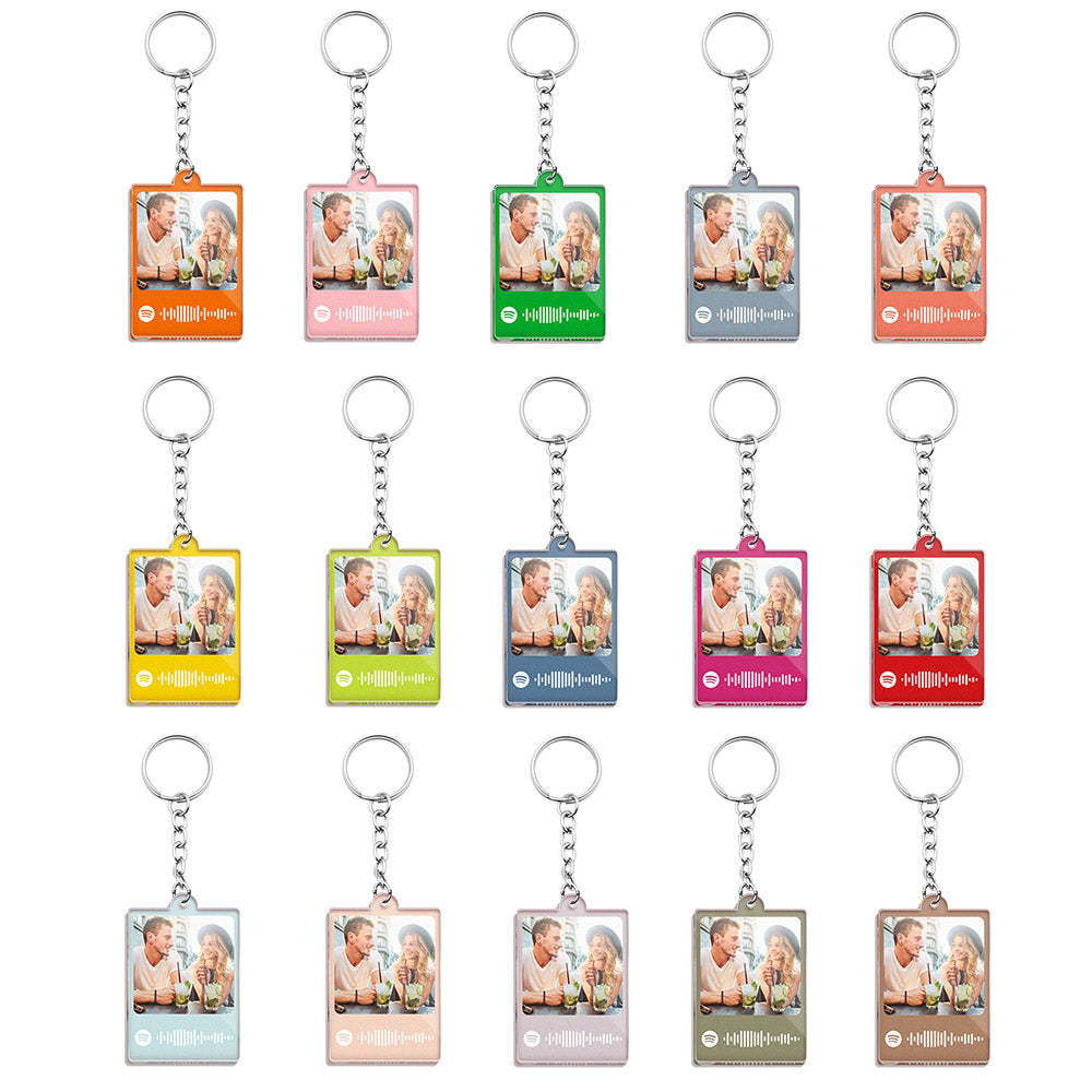 Personalized Scannable Spotify Code Keychain Custom Photo Colorful Keychain Birthday Anniversary Gift - Myphotowallet