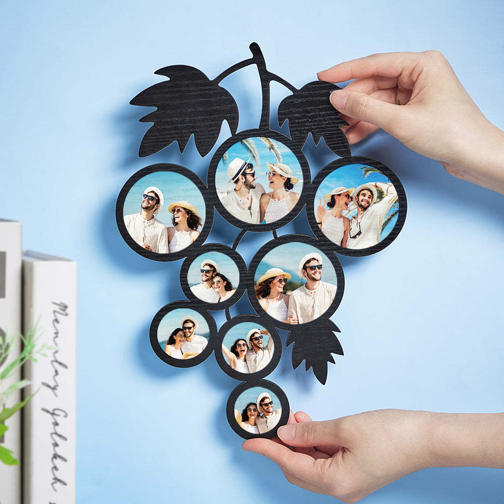 Custom Photo Grape Shaped Frame Personalized Picture Black Wall Decoration - MadeMineAU