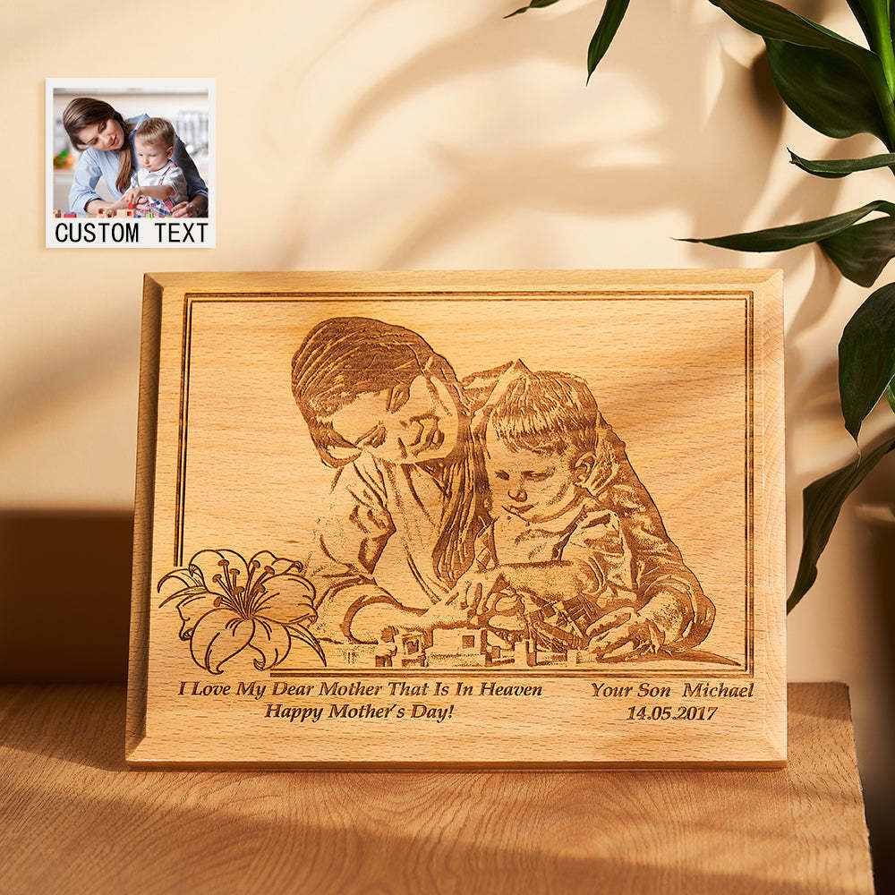 Personalized Photo Wooden Frame Creative Engraved Desktop Decoration Memorial Gifts for Mom - MadeMineAU