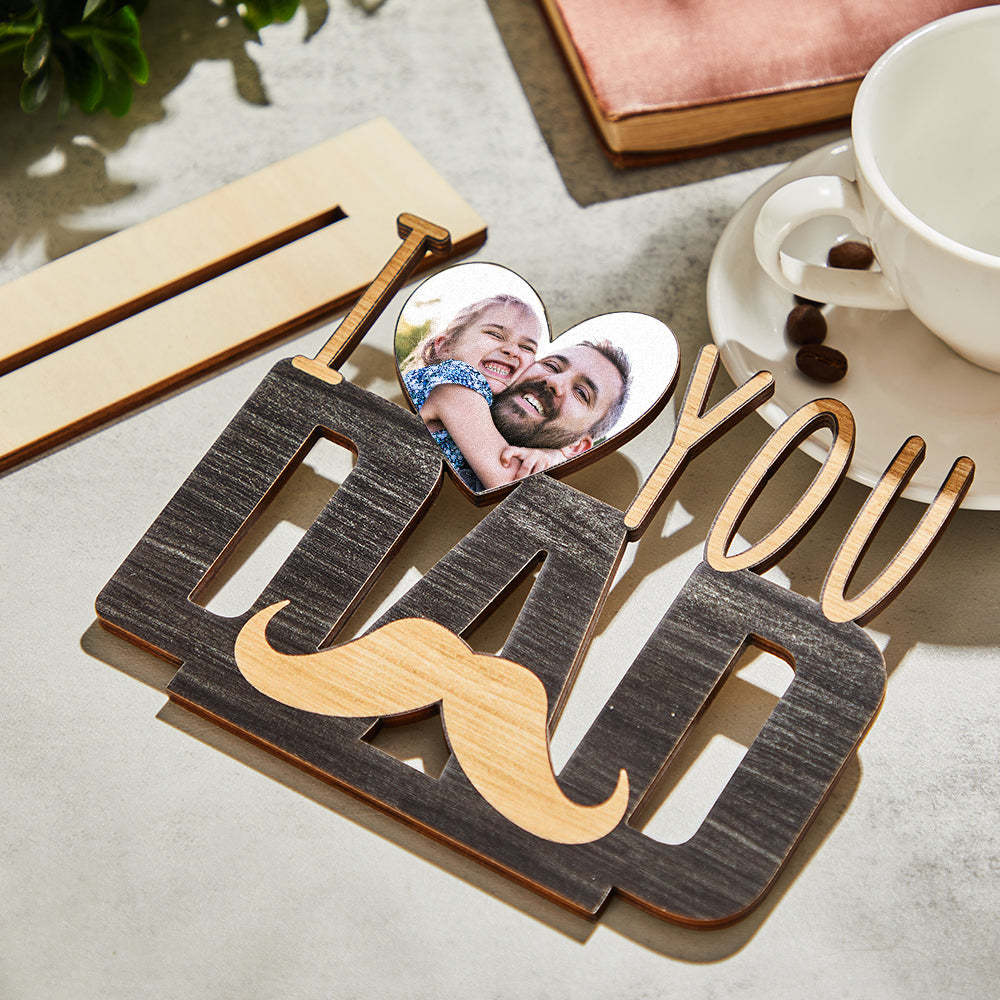 Custom Photo Wooden Plaque I LOVE YOU DAD Picture Decoration Gifts For Him - MadeMineAU
