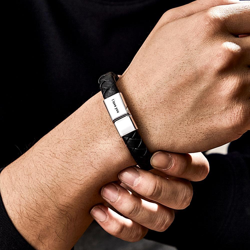 Custom Engraved Woven Bracelet Simple Men's Gifts - MadeMineAU
