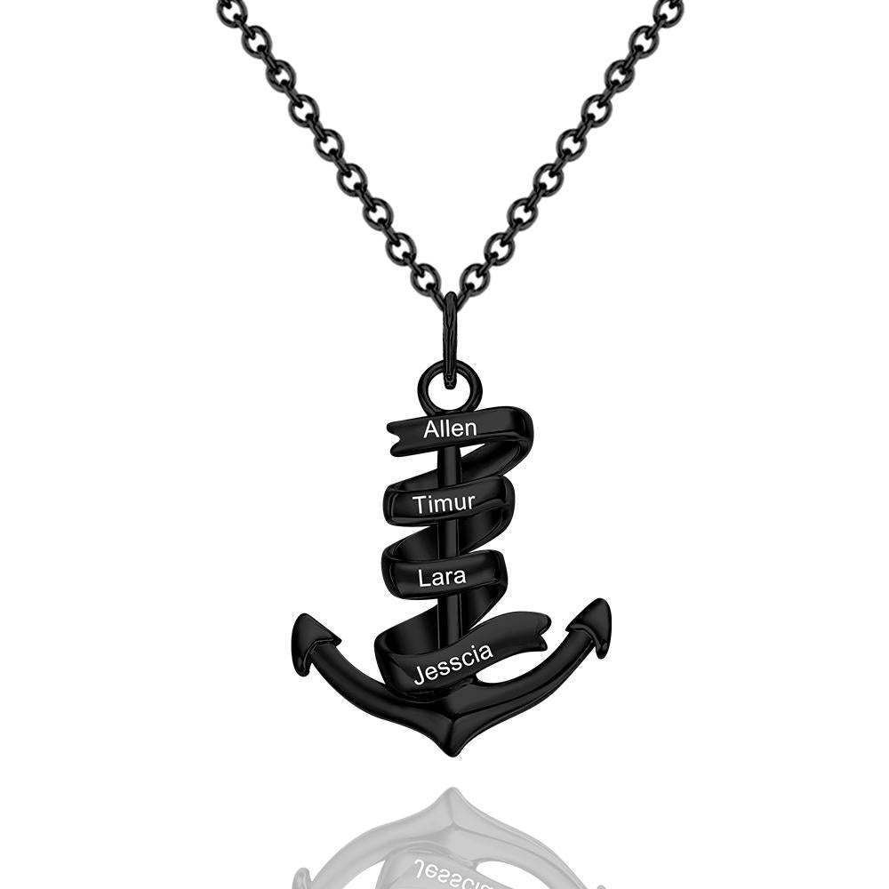 Personalized Custom Engraved Name Necklaces for Women Fashion  Anchor Heart Bar Necklace Pendant Memorial Jewelry - soufeelus