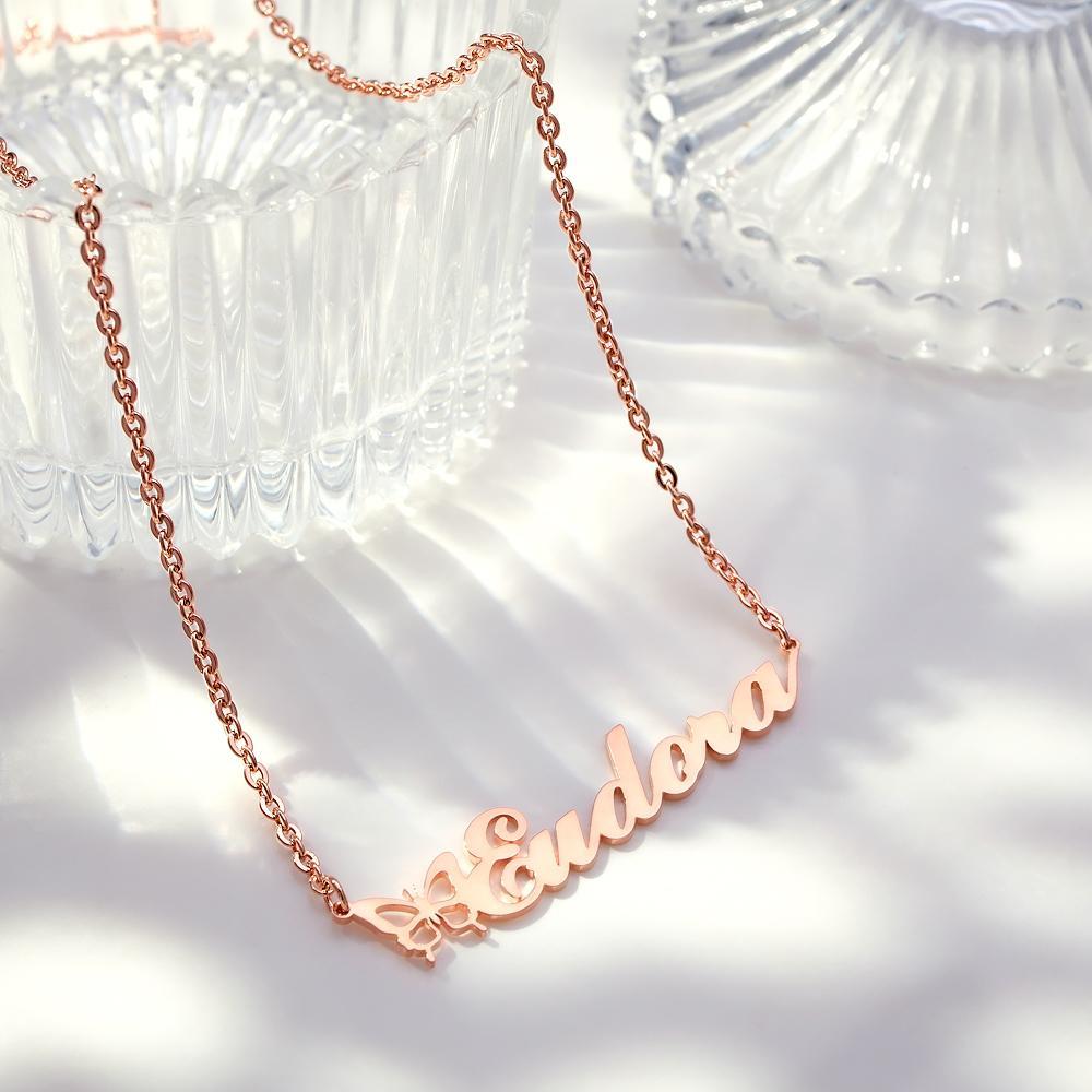 Name Necklace With Butterfly Personalized Pretty Name Necklace Unique Gift for Her - MadeMineAU