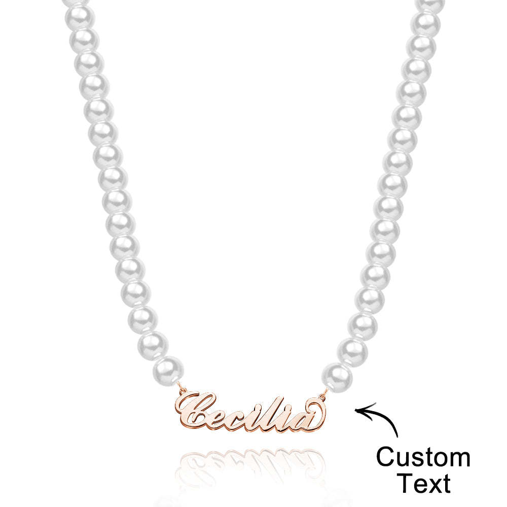 Custom Name Necklace Pearl Classic Romantic Gift - MadeMineAU