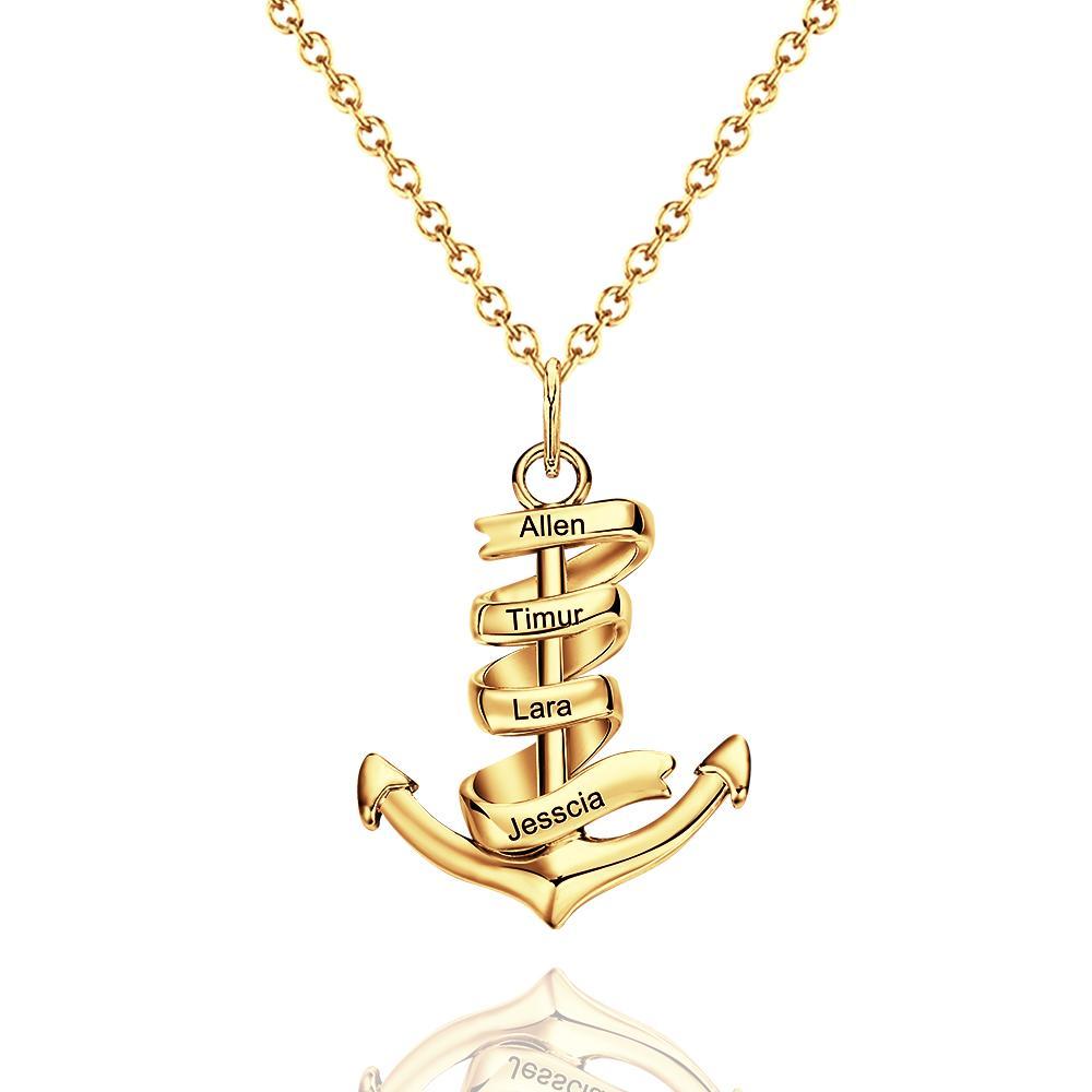 Personalized Custom Engraved Name Necklaces for Women Fashion  Anchor Heart Bar Necklace Pendant Memorial Jewelry - soufeelus