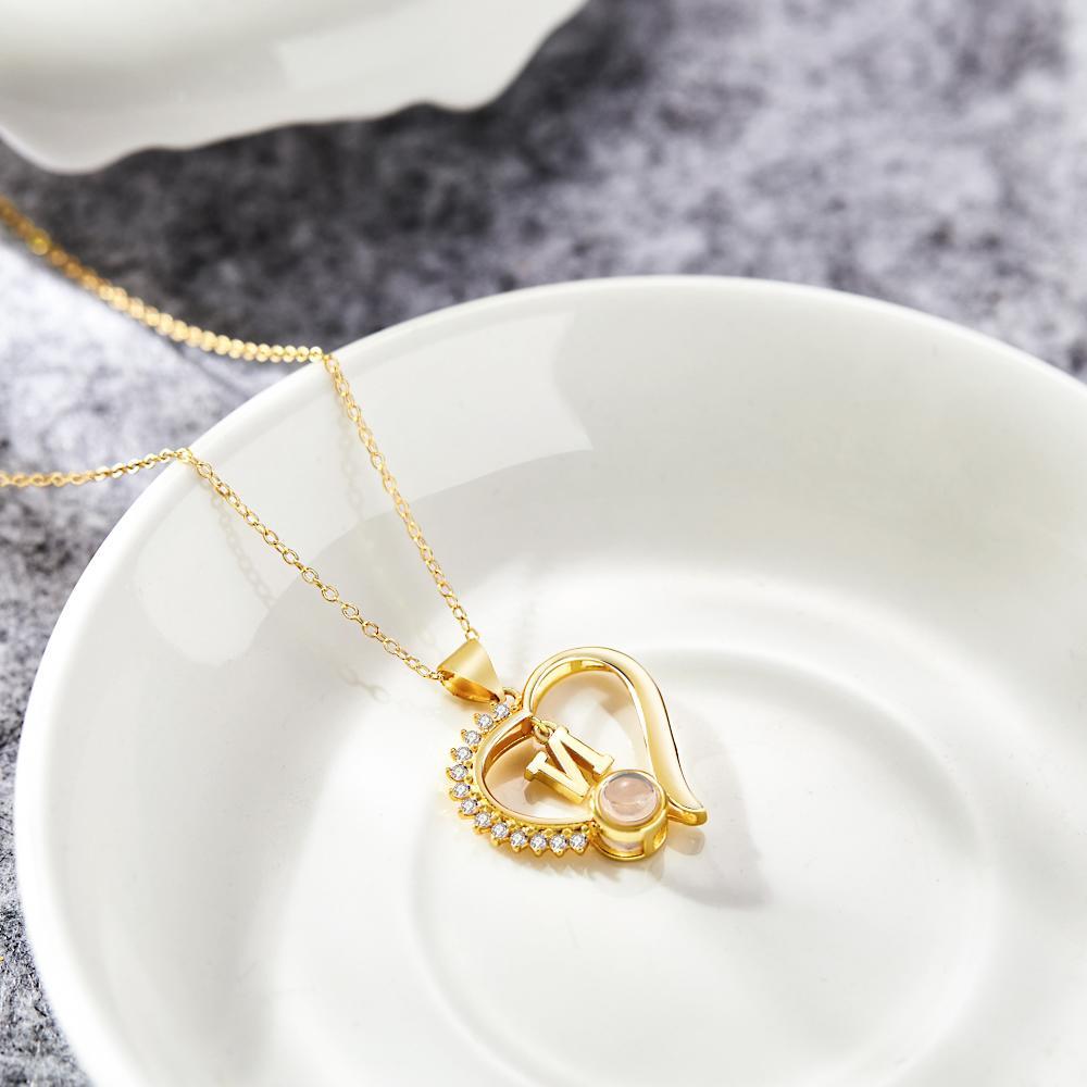 Custom Projection Necklace Custom Letter Heart-shaped Design Gifts - MadeMineAU