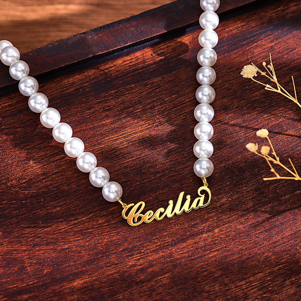 Custom Name Necklace Pearl Classic Romantic Gift - MadeMineAU
