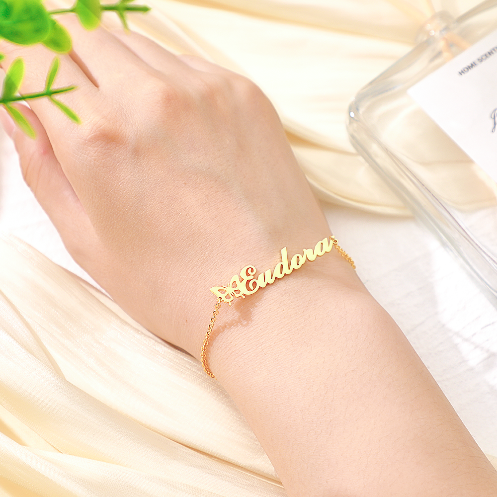 Custom Name Butterfly Bracelet Personalized Name Bracelet Gift for Her - MadeMineAU
