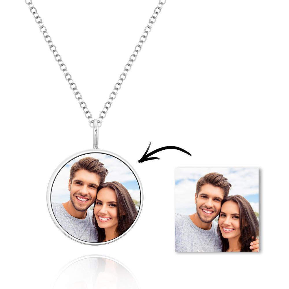 Custom Photo Necklace Round Pendant Metal Necklace Commemorative Gift