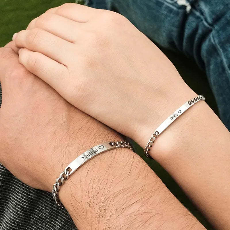Custom Engraved Bracelet Set Personalized Fashion Bracelet For Couples Unique Personalized Bracelets for Valentines' Day Gifts - MadeMineAU