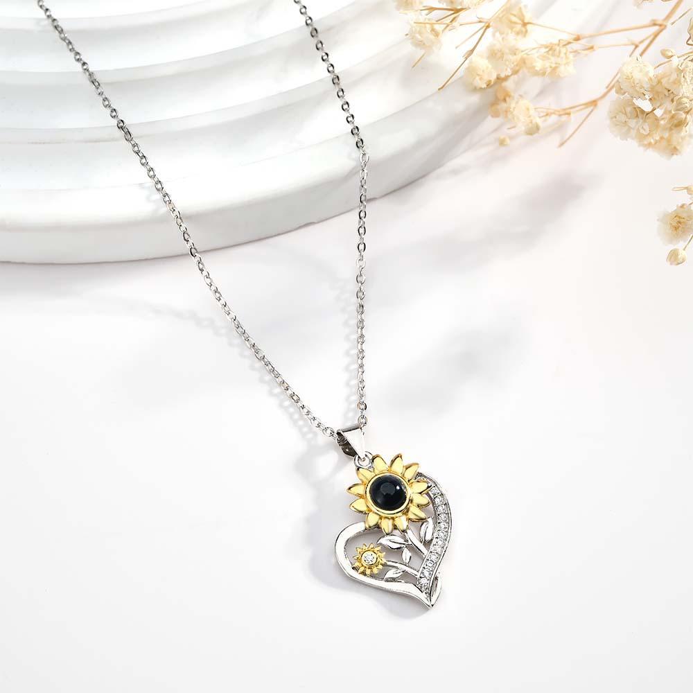 Custom Projection Necklace You are My Sunshine Sunflower Couple Gift - MadeMineAU