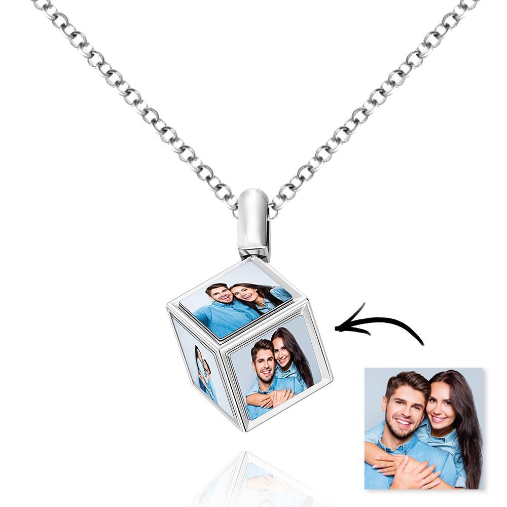 Cube Photo Sublimation Necklace with Custom Design Memorial Gifts for Couple - soufeelus