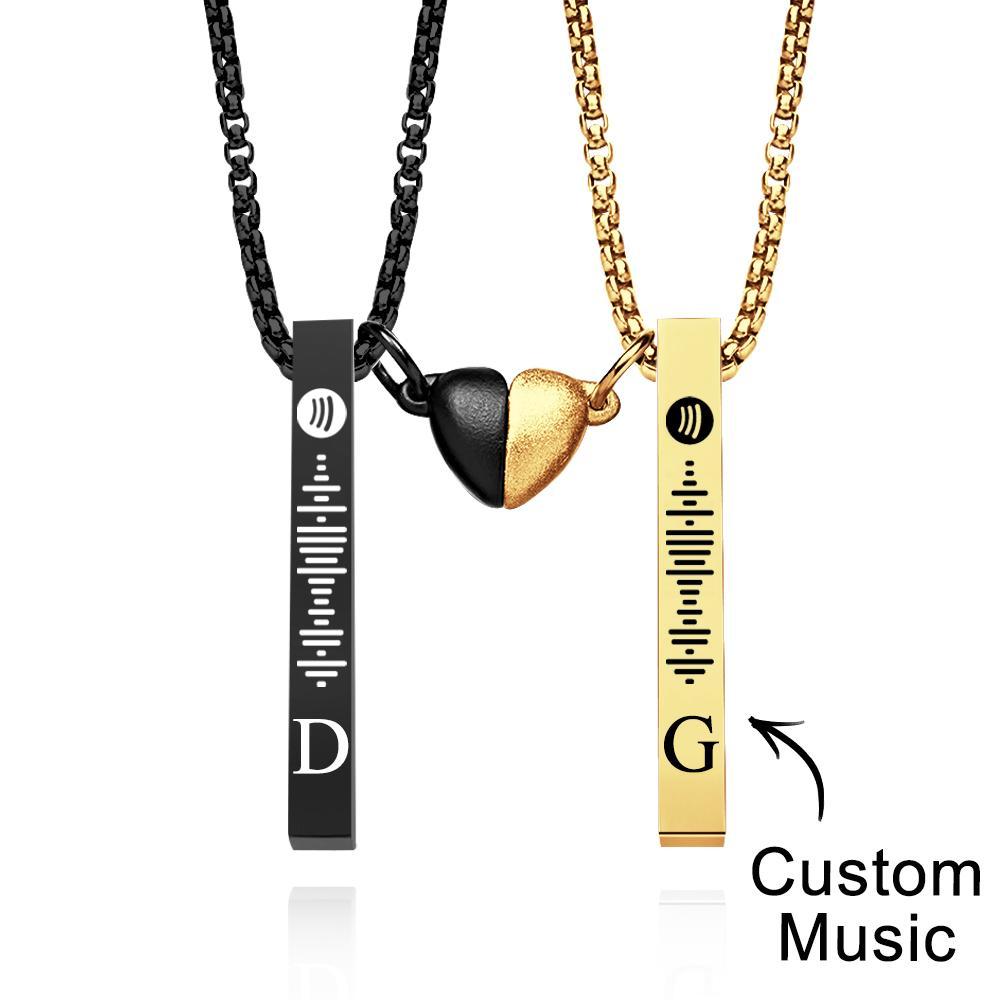 Bar Necklace with Custom Spotify Code Engraving Initial Personalized gift Unisex Necklace for Couple - soufeelus