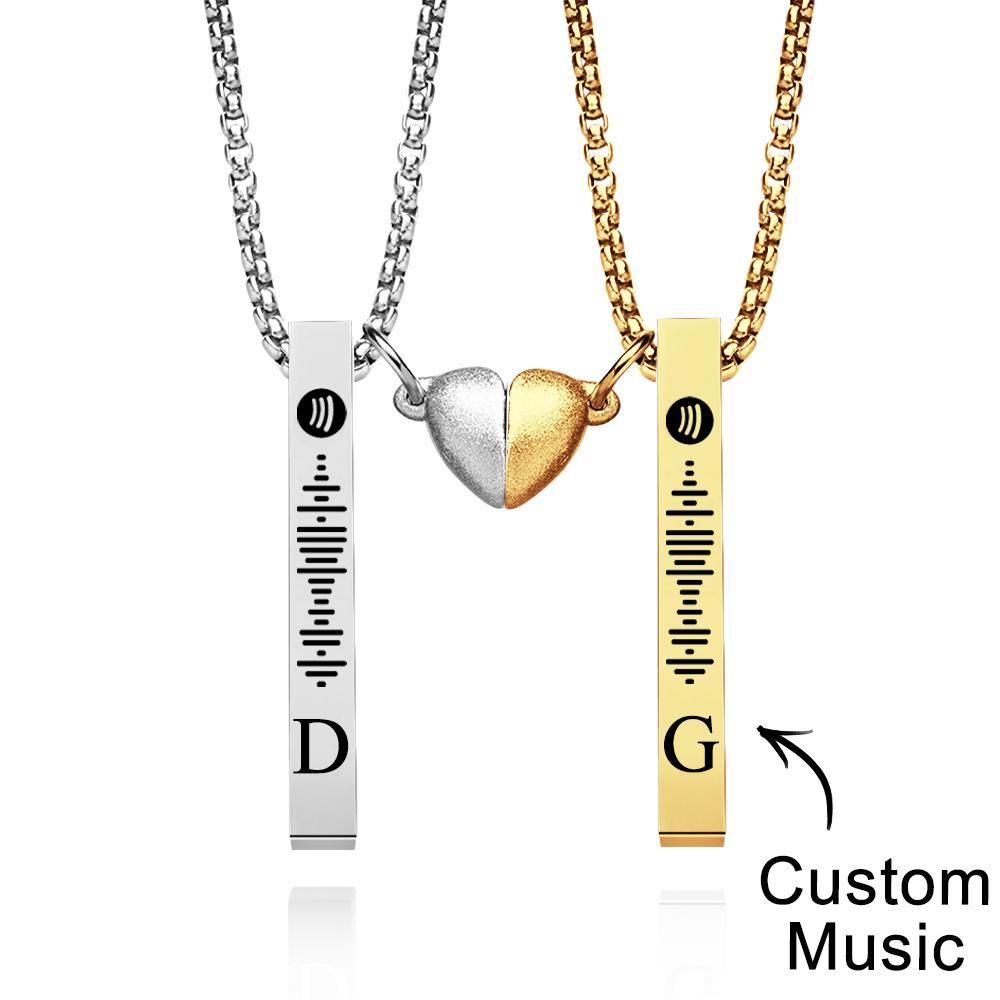 Bar Necklace with Custom Spotify Code Engraving Initial Personalized gift Unisex Necklace for Couple - soufeelus