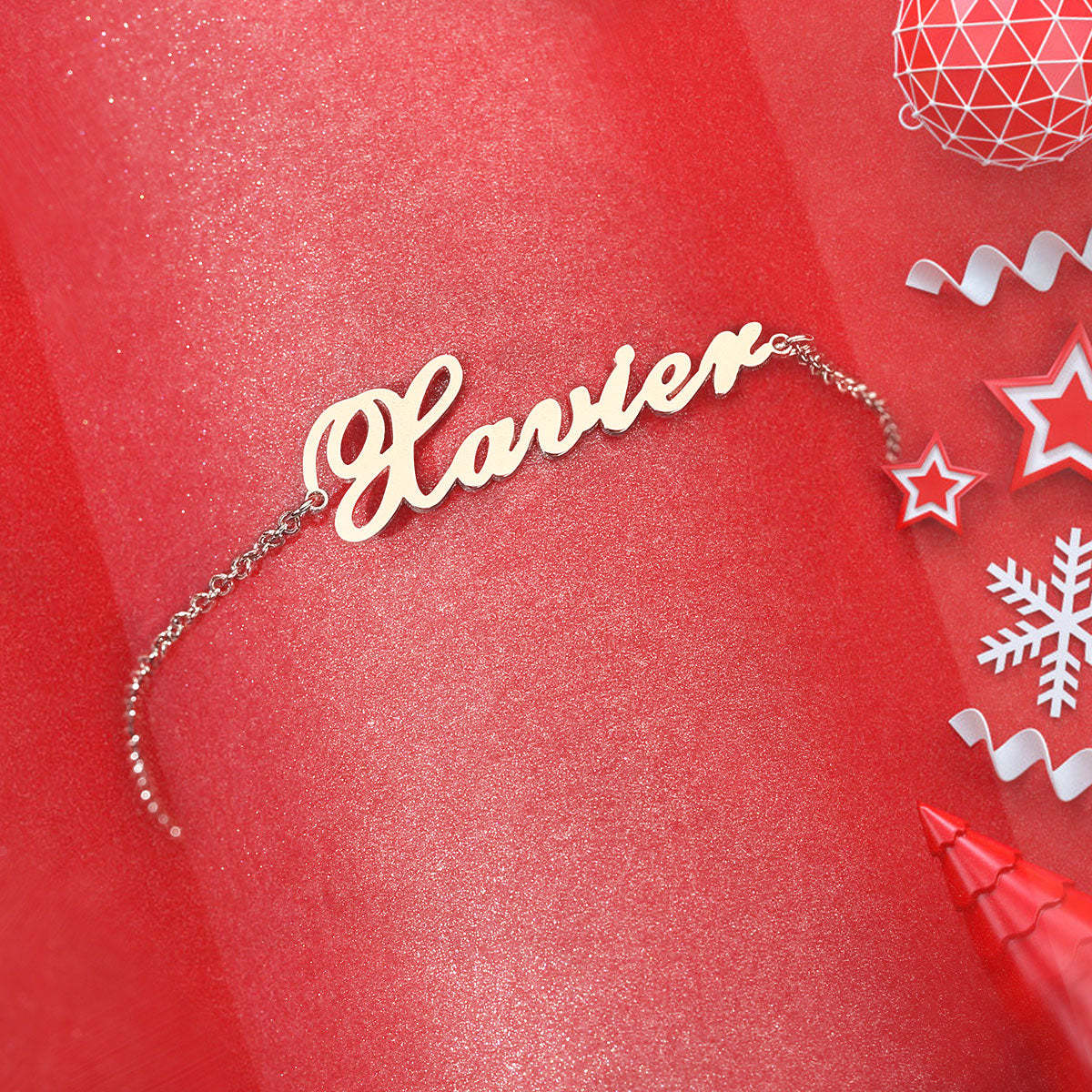 Custom Name Anklet Copper in Silver For Her - MadeMineAU