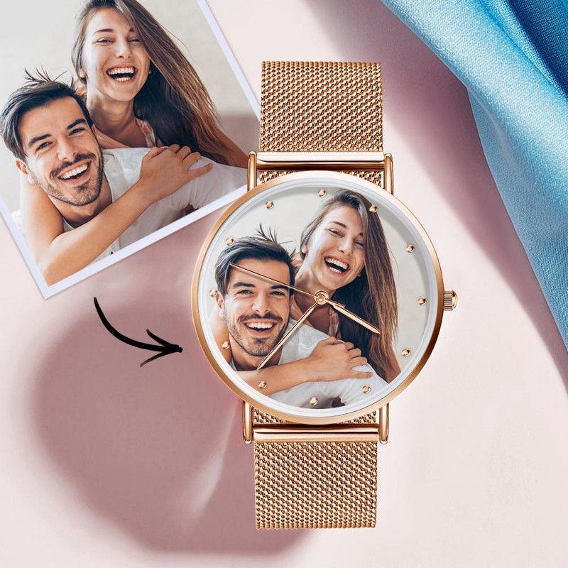 Unisex Engraved Rose Gold Photo Watch - photowatch