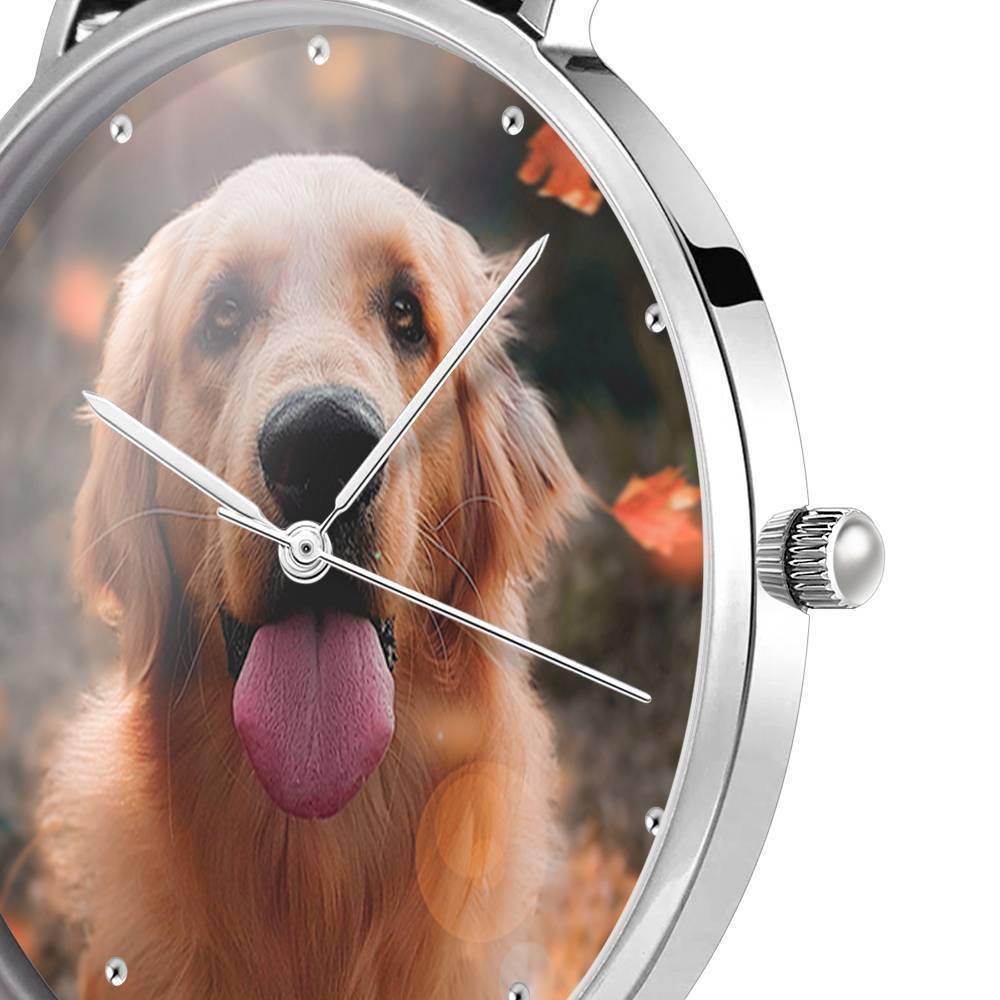 Engraved Photo Watch Alloy Bracelet Strap Silver 36mm - Women's