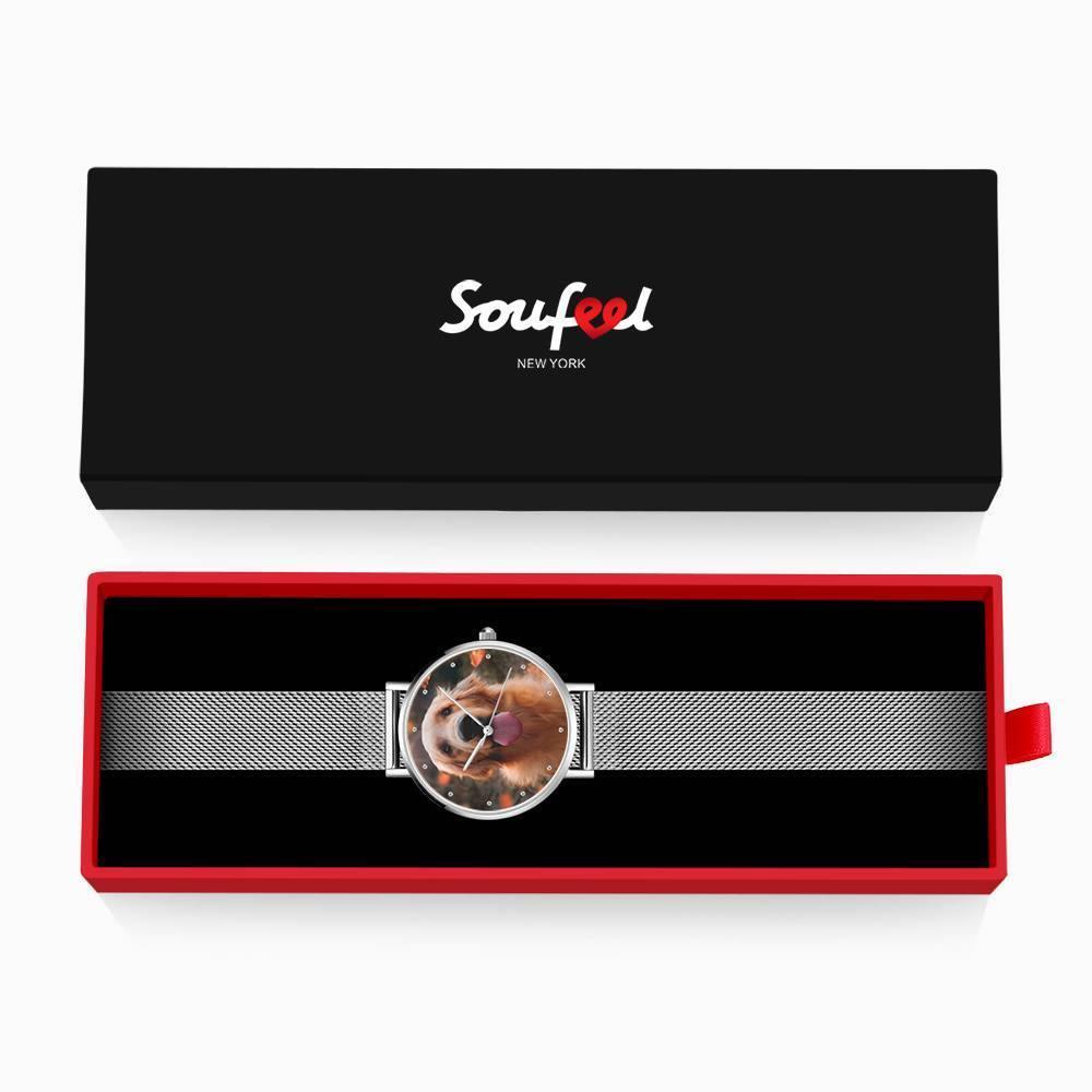 Engraved Photo Watch Alloy Bracelet Strap Silver 36mm - Women's