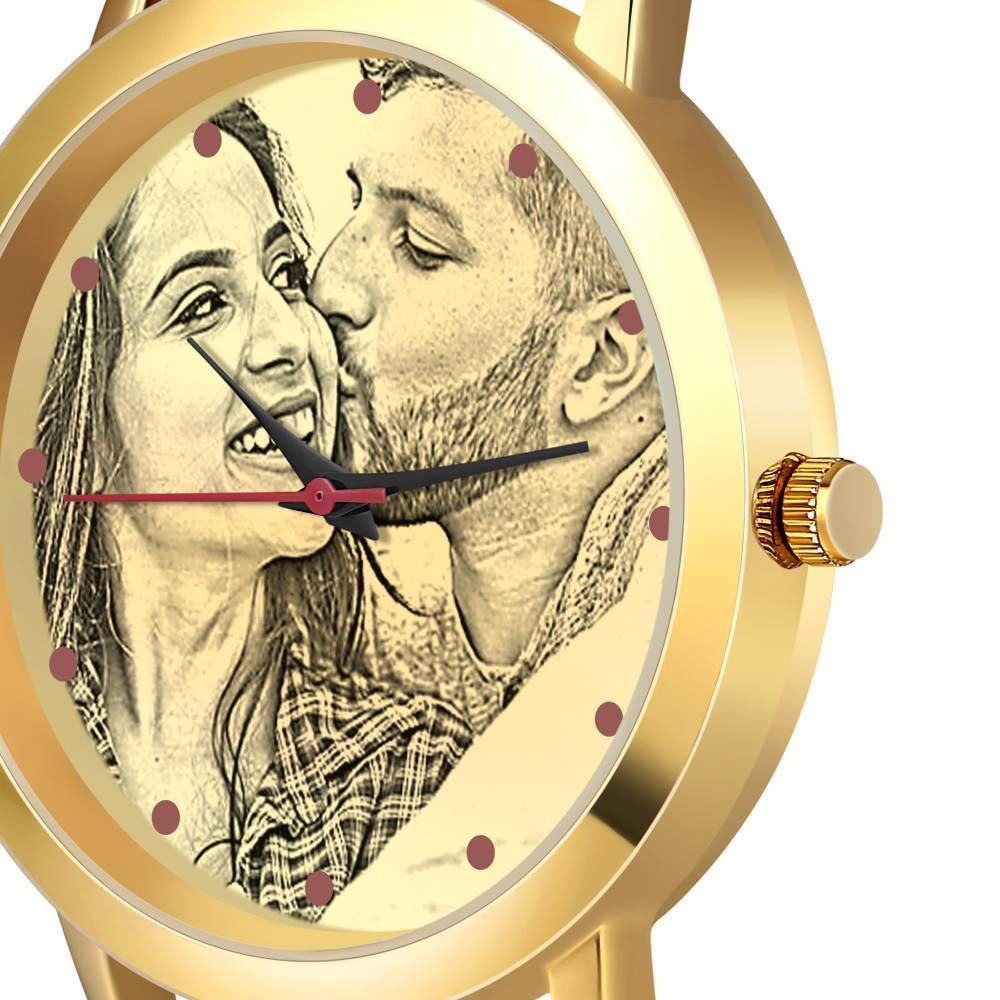 Women's Gold Photo Engraved Watch Braided Color Rope Strap 40mm - MadeMineAU