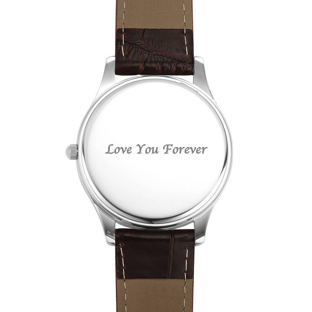 Men's Engraved Photo Watch 43mm Brown Leather Strap - Sketch - MadeMineAU