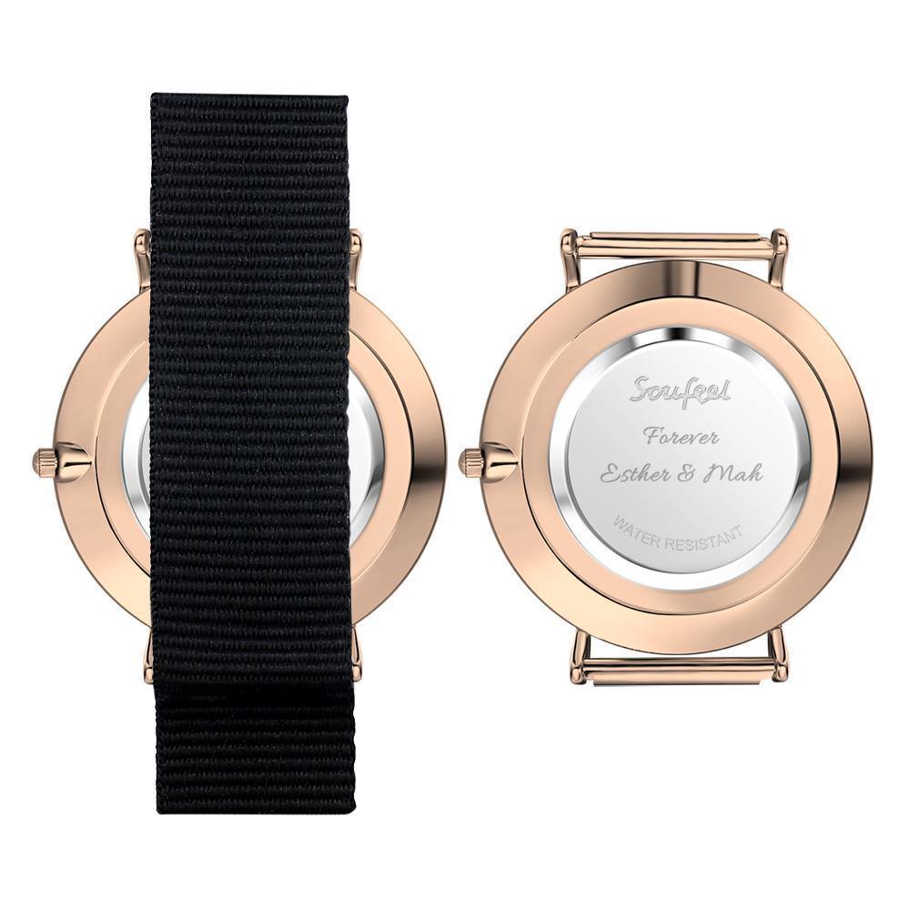 Photo Watch - Personalized Engraved Watch Black Strap For Couple - MadeMineAU