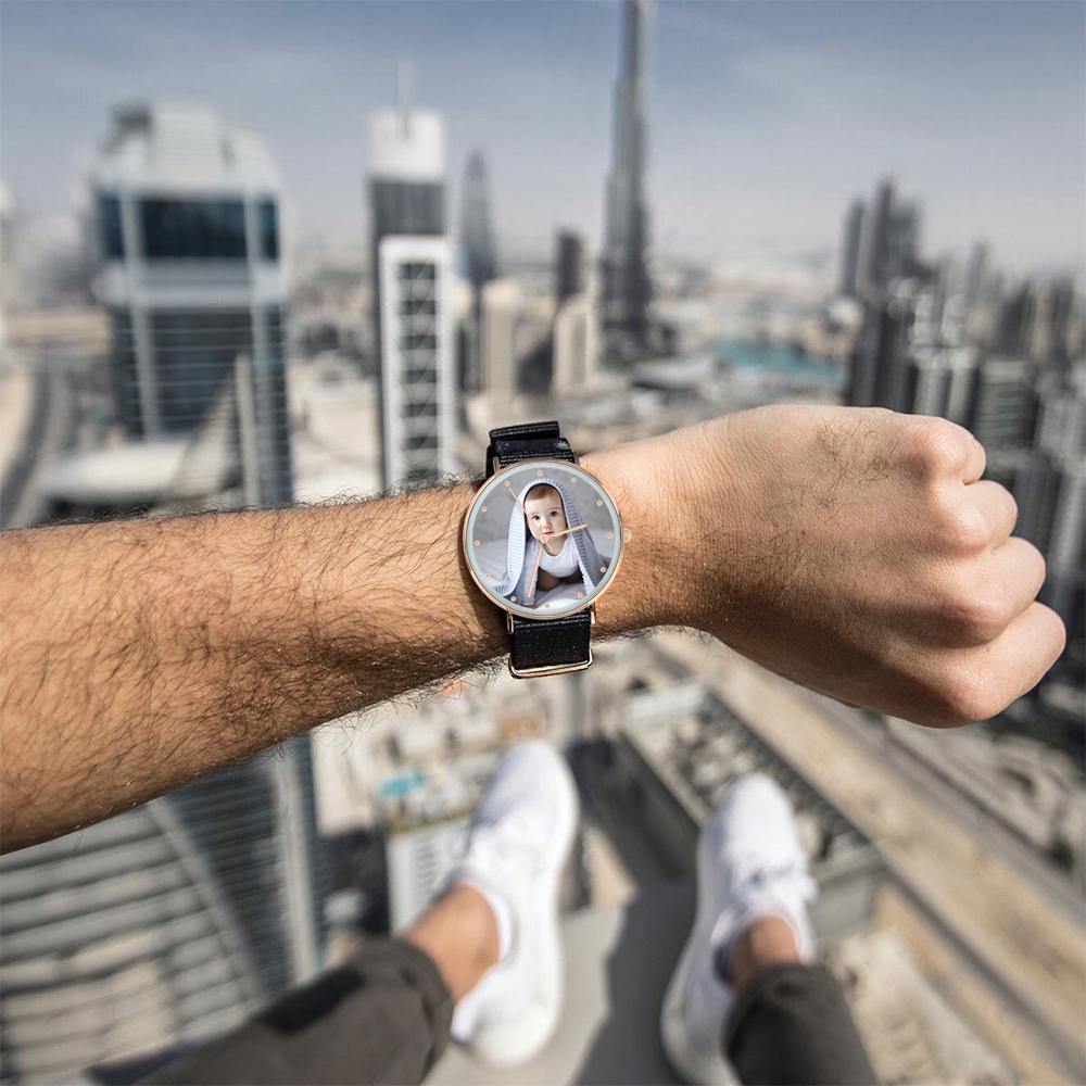 Photo Watch - Personalized Engraved Watch Black Strap For Couple - MadeMineAU