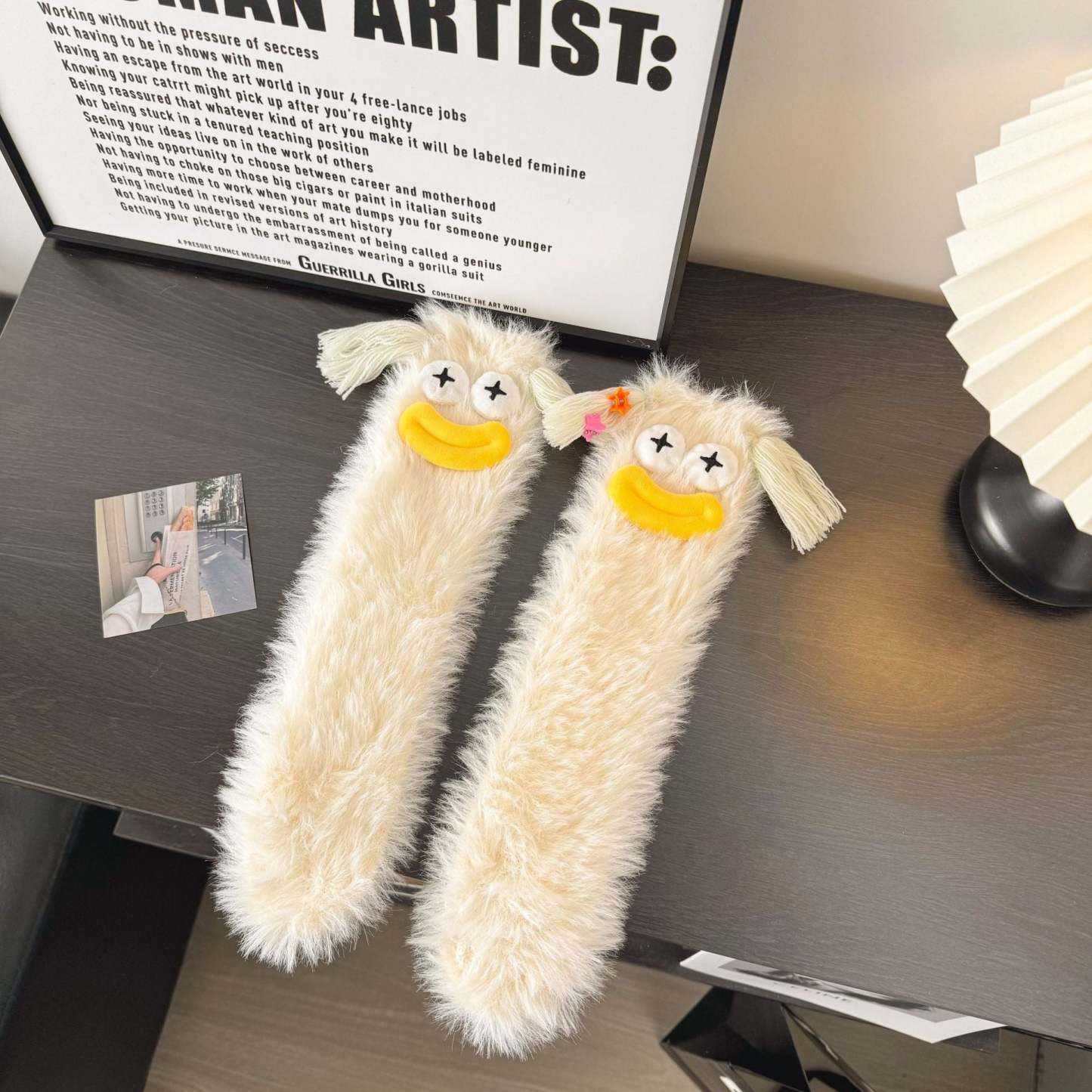 Ugly and Cute Plush Socks with Big Eyes Coral Fleece Home Winter Thickened Warm Socks - MadeMineAU