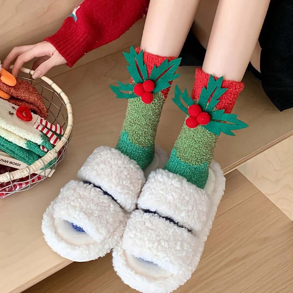 Christmas Socks Women's Plush Coral Fleece Winter Home Floor Socks Christmas Gifts - MadeMineAU