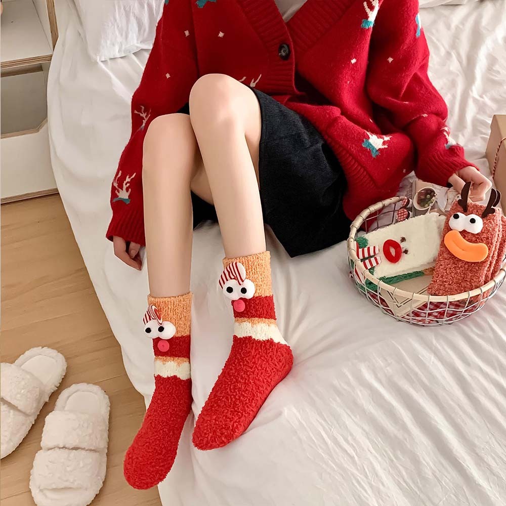Christmas Socks Women's Plush Coral Fleece Winter Home Floor Socks Christmas Gifts - MadeMineAU