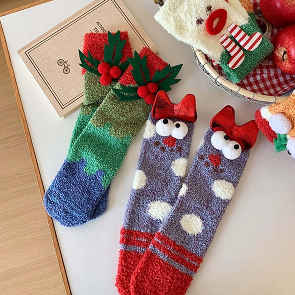 Christmas Socks Women's Plush Coral Fleece Winter Home Floor Socks Christmas Gifts - MadeMineAU
