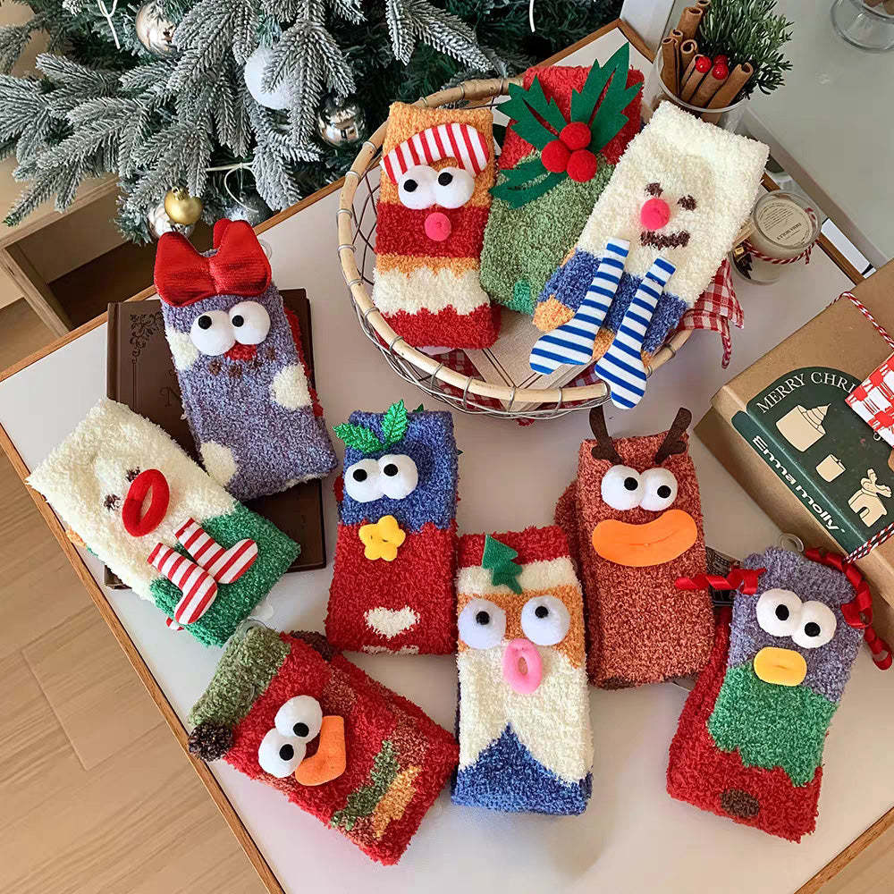 Christmas Socks Women's Plush Coral Fleece Winter Home Floor Socks Christmas Gifts - MadeMineAU