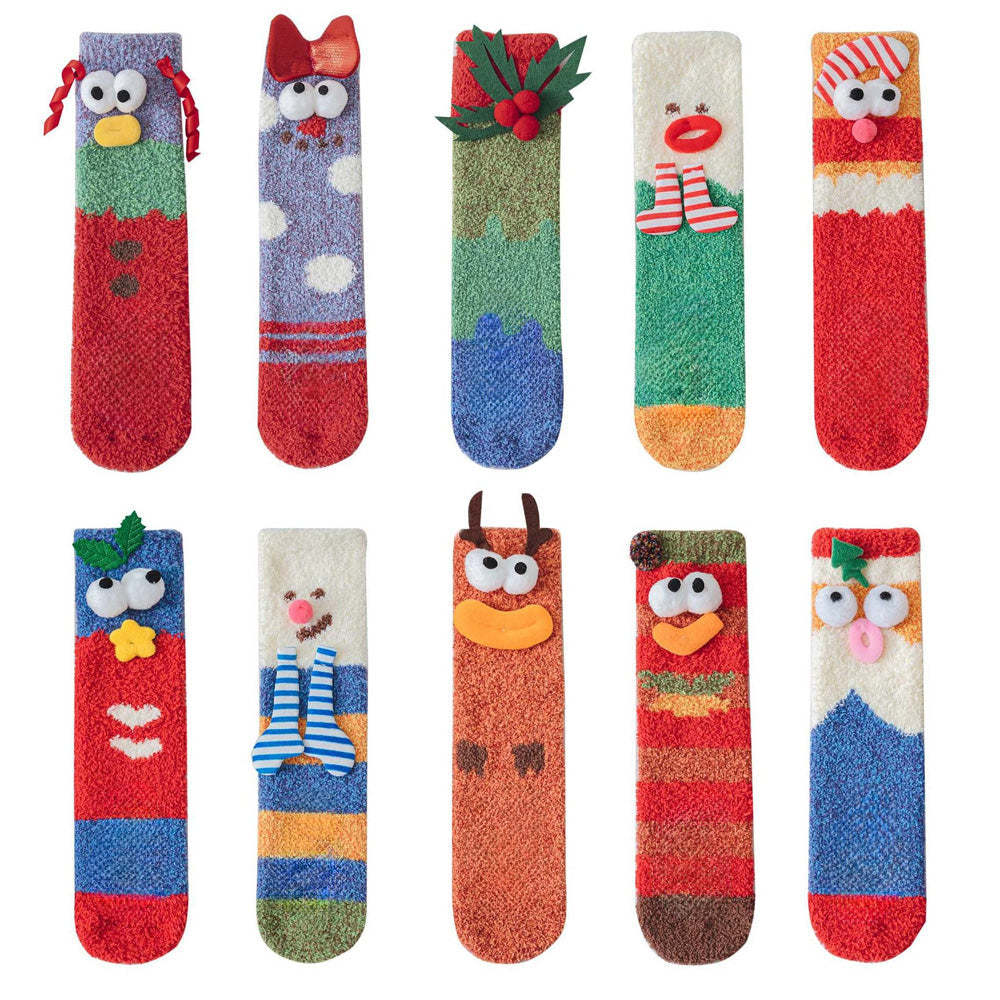 Christmas Socks Women's Plush Coral Fleece Winter Home Floor Socks Christmas Gifts - MadeMineAU