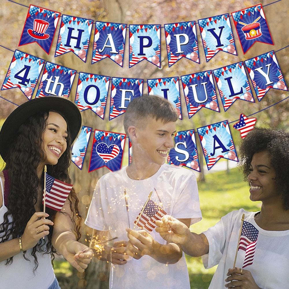 4th of July Decorations Hanging Banner Independence Day Decor for Home Patriotic Party Supplies - MadeMineAU