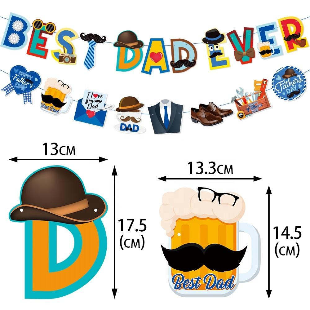 Best Dad Ever Banner Fathers Day Party Decoration Supplies - MadeMineAU