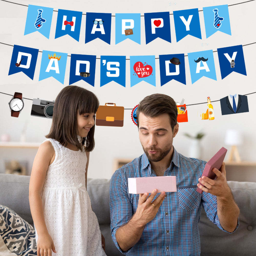Happy Dads Day Banner Fathers Day Party Decoration Supplies - MadeMineAU