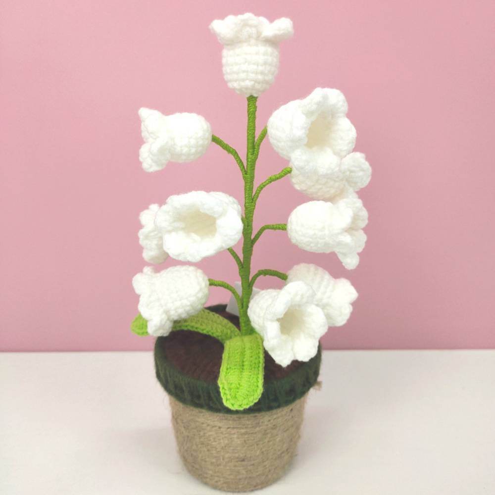 Crochet Handmade Lily Potted Plant Light Lamp Knitted Flower Decoration Home Decor Gifts - MadeMineAU