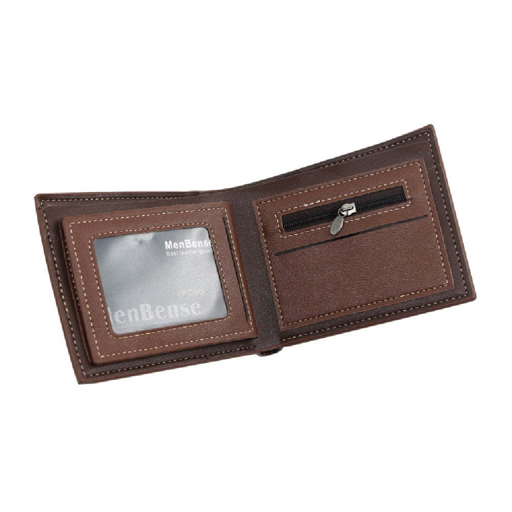 Men's Short Leather Bifold Wallet Business Casual Embossed Wallet Father's Day Gifts - MadeMineAU
