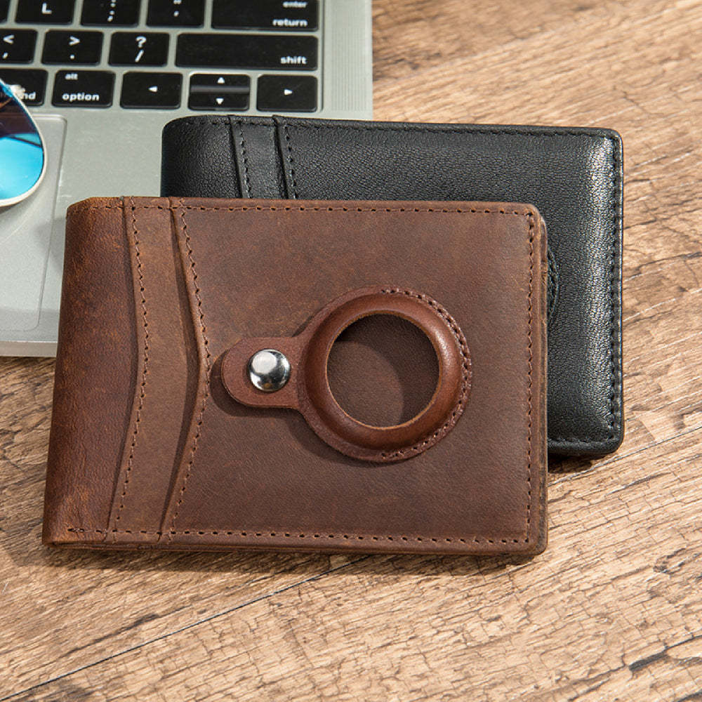 Airtag Men's Wallet Vintage Card Holder Leather Money Clip - MadeMineAU