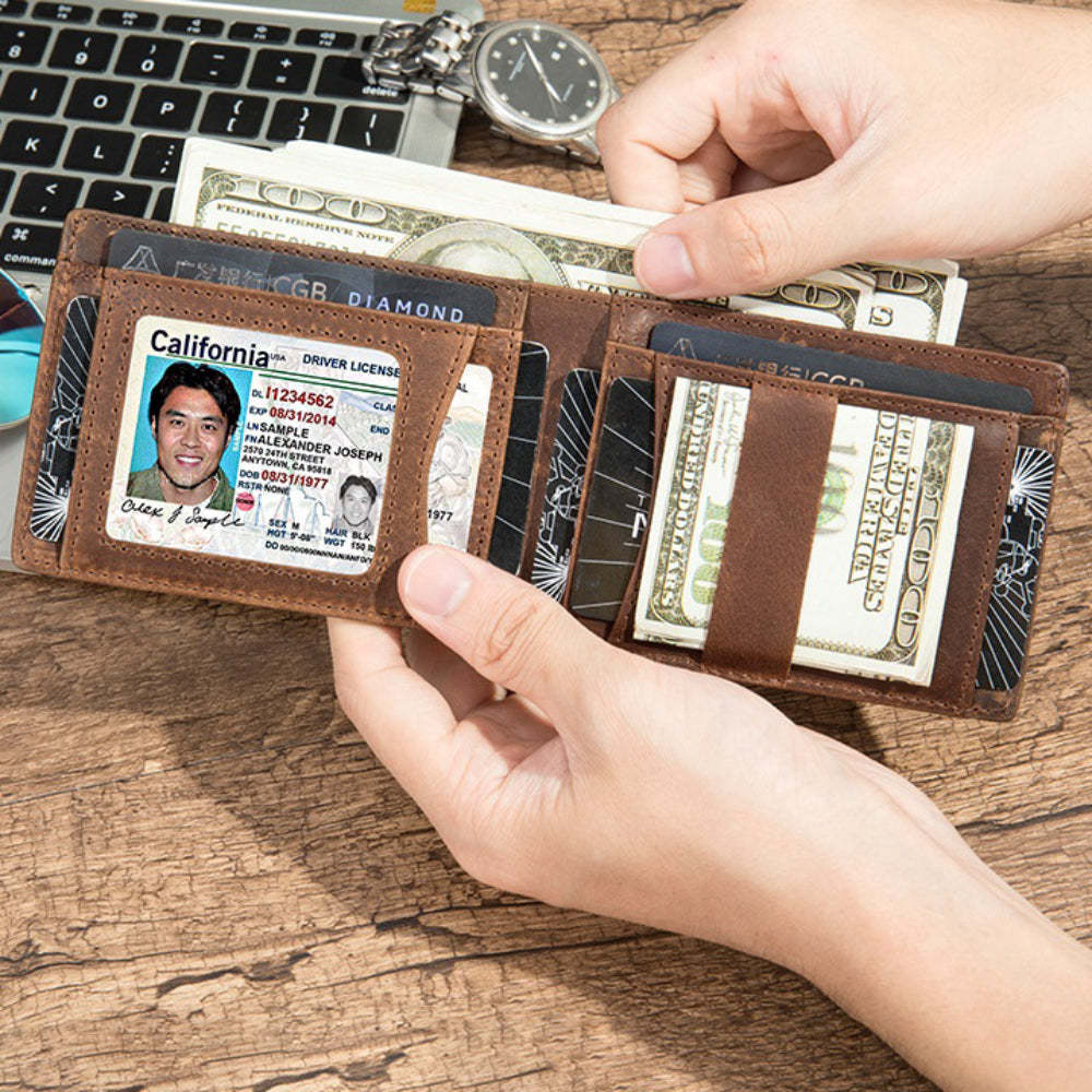 Airtag Men's Wallet Vintage Card Holder Leather Money Clip - MadeMineAU