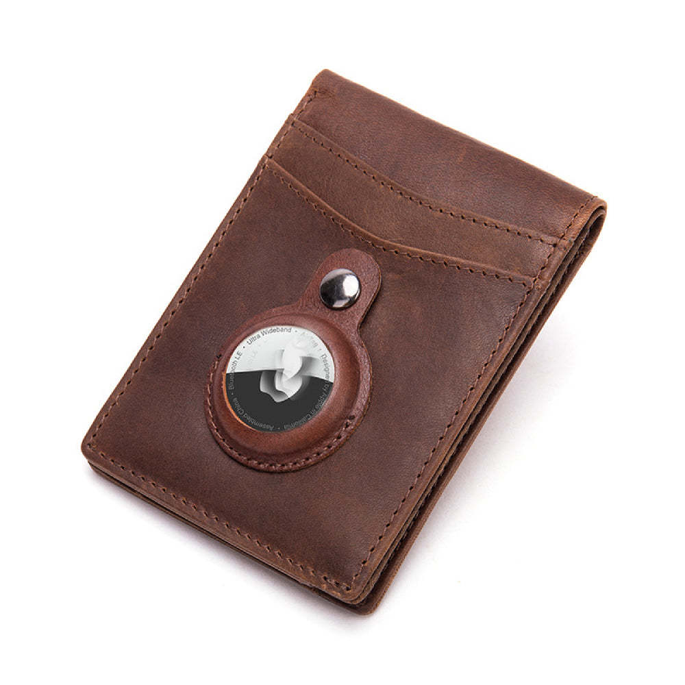 Airtag Men's Wallet Vintage Card Holder Leather Money Clip - MadeMineAU
