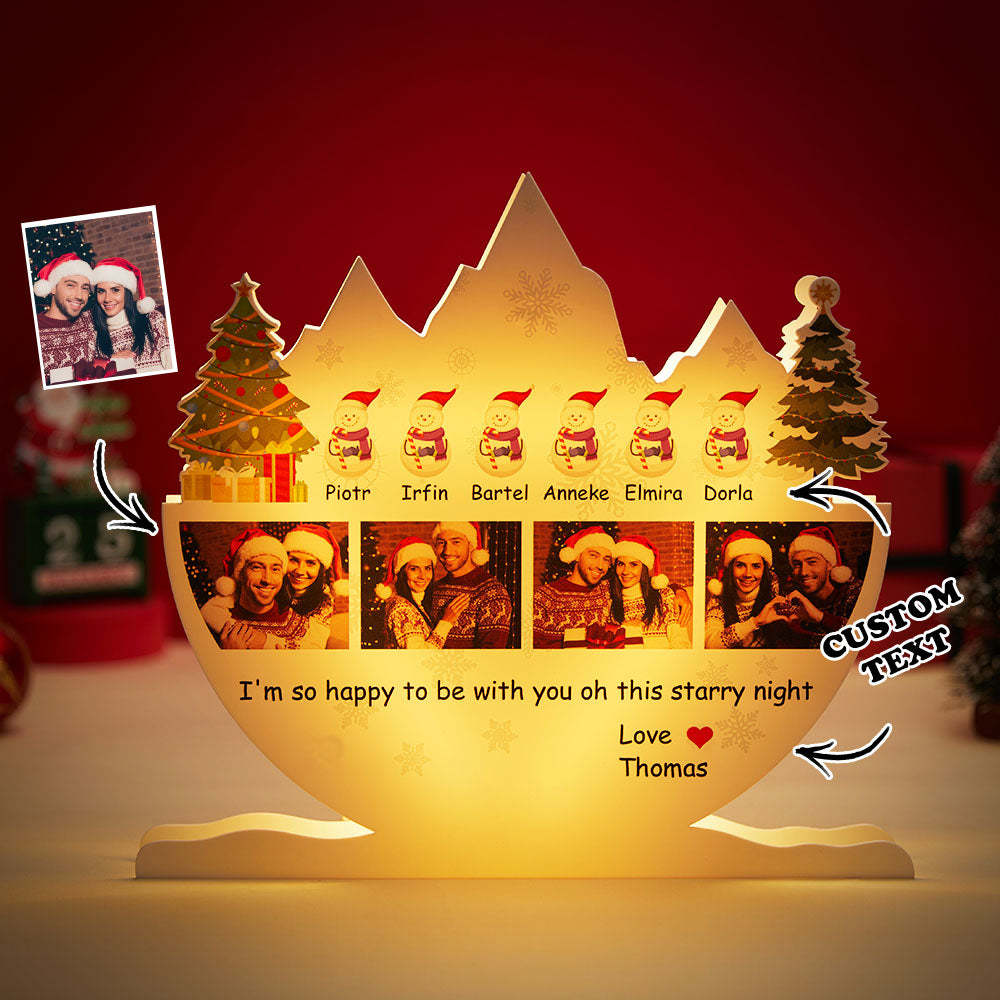 Custom Photo Christmas Lamp with Personalized Name Snowman Family Light Home Decor Christmas Gifts - MadeMineAU