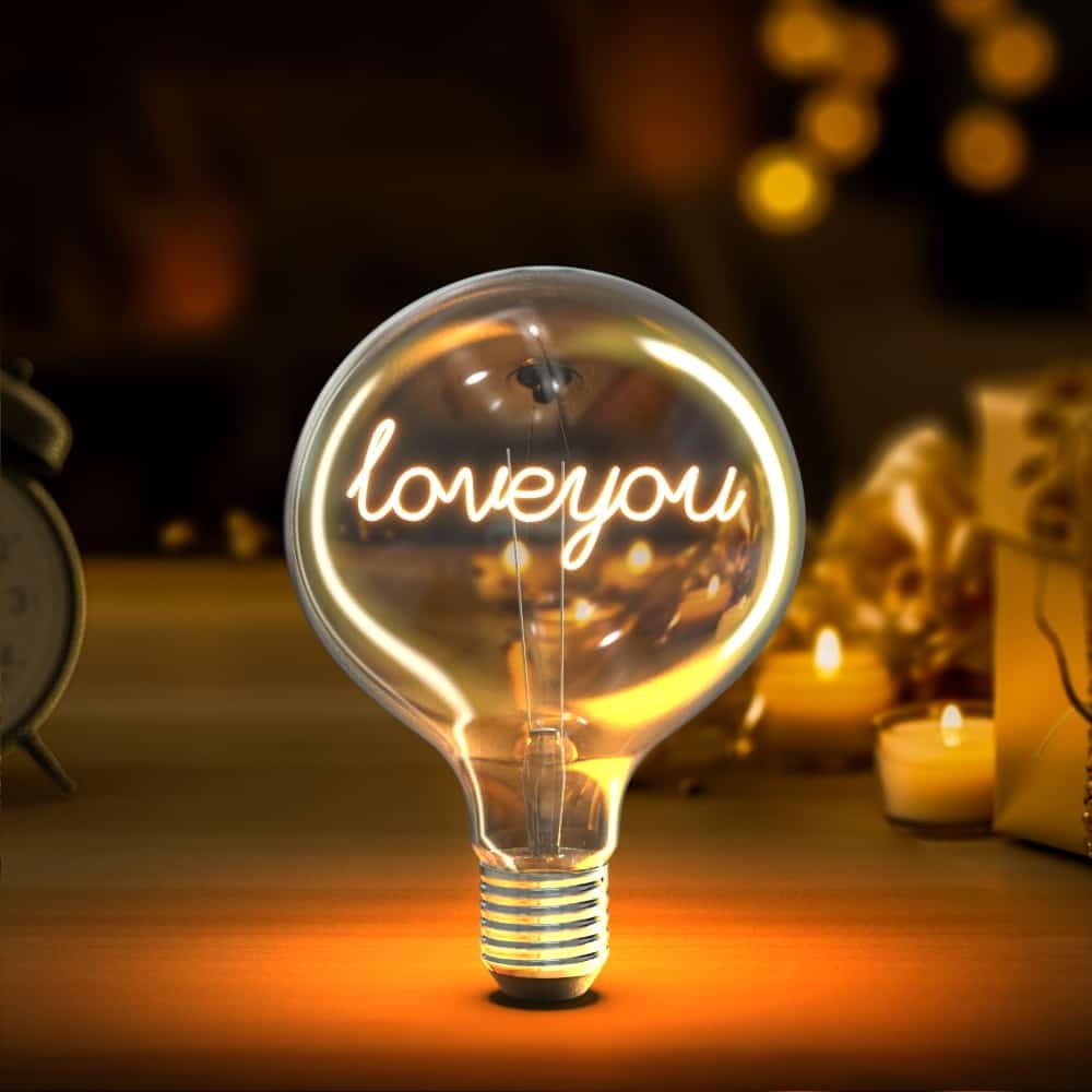 Personalized Anniversary Gift Custom Name Vintage Light Bulb Love Edison Bulbs - MadeMineAU