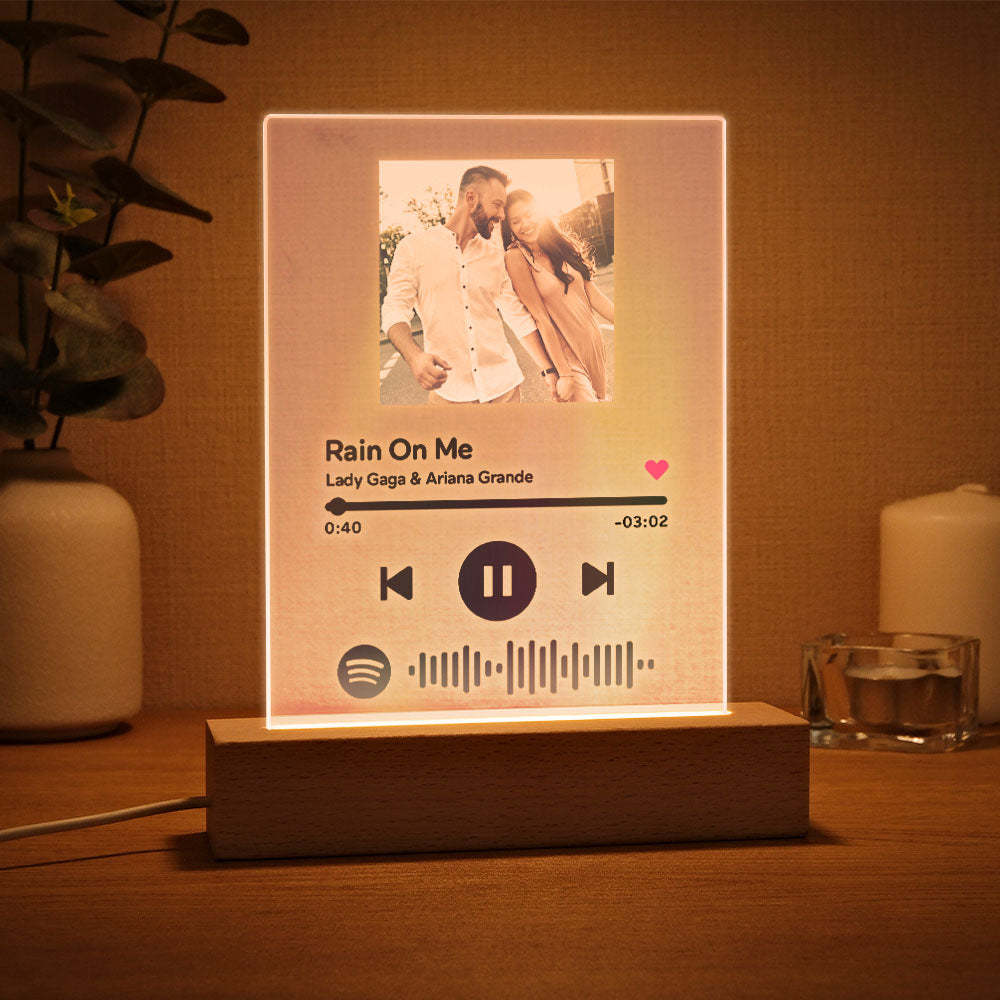 Personalized Photo Holographic Laser Plaque Custom Spotify Code Christmas Gift - MadeMineAU